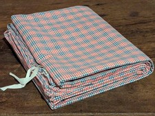 Antik Bauernbettwäsche Deckenbezug Baumwolle Kariert Rot Weiß Blau
