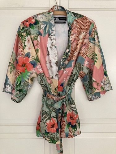Zara kimono satin floral - xs,