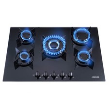 AREBOS Gaskochfeld 5 Flammen Gasherd Glasoberfläche Einbauherd Erdgas Propangas