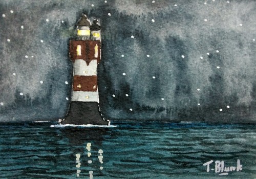 Original aquarell leuchtturm - aquarell,