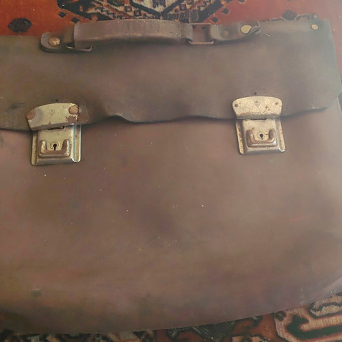 Alte aktentasche leder braun - leder,