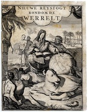 Antiker Druck-TITELBLATT-REISE-KUGEL-KARTE-SCHATZ-SIEGEL-Sewel-Dampier-1698