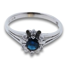 Ring 585 Gold 14 Karat Weißgold Saphir Diamant Damen Wert 600,-
