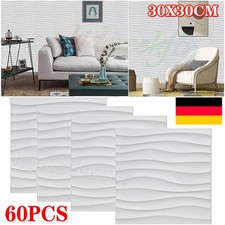 3D Wandpaneele Wellen Deckenpaneele Platten Paneele PVC Hochsteifes(5,4qm-60St.)