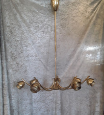 Lampe Deckenlampe Deckenkrone Gestell 7-armig Messing um 1950 unrestauriert rar