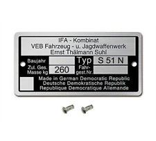 Typenschild Simson S51 N