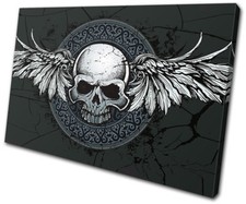Gothic Skull Wings  Illustration SINGLE Leinwand Wand Kunst Bild drucken