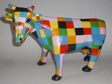 Bunte Kuh Design-Objekt Pop Art mit farbigen Quadraten & Rechtecken, ca. 38 cm