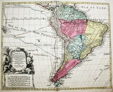 South America Südamerika Amerika Karte map Delisle Lotter Kupferstich engraving