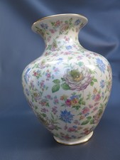 Thomas Bavaria Ivory Vase Porzellan Blumen & Blüten bauchig Goldrand 29,5 cm H