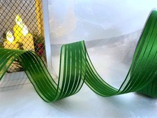 FESTLICHER WALD Streifen Weihnachten Satin & transparent grün - Luxus Drahtkantenband