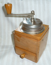 H Kaffeemühle Holz mit Metalltrichter mechanisch Kurbel