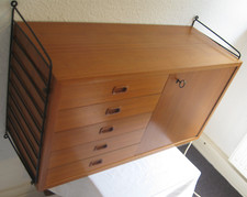 String Regal Teak (ev. Nuss) mit Schrank K. & N. Strinning, BTH 80 x 30 x 50 cm