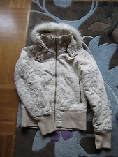 Übergangsjacke Hooch beige Größe 10 (S/M) Jacke mit Stickkereien und Kunstpelz