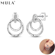 Original unregelmäßige Kreise Stud Ohrringe Frauen Schmuck 925 Sterling Silber