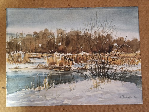 Aquarell winterlandschaft 1986 - aquarell,
