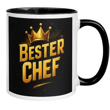 Tasse Chef | Krone & Spruch | Bester Chef in Schwarz Gold