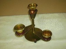 (2) Selten Vintage ausgefallener Messing Kerzenständer 3 flammig verstellbar