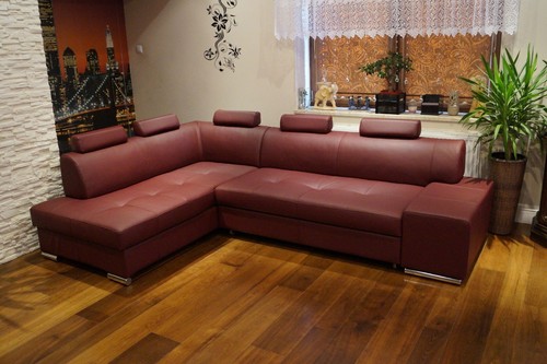 Weinrot ledersofa echtleder - weinrot,