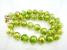Murano Kette, Collier, grün / gold, 53 cm