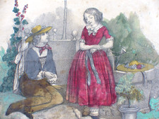 Altkolorierte Lithographie um