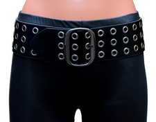 Ösengürtel Breite 7,5cm Taillengürtel bis 82cm Taille schwarz silberne Ösen