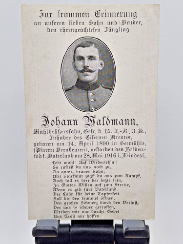 Sterbebild johann waldmann - sterbebild, ek