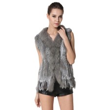 -Damen Echtpelz Weste Lässig