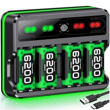 4*6200mWh Akku &Ladestation für Xbox One XS Elite Xbox Series XS Controller Gelb