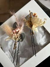 Brautschmuck Hochzeit Boho  2 x Haarnadel Trockenblumen Lykke&You