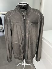 RINO & PELLE Leder Imitat Faux Herren JACKE grau braun 54 XL gefüttert