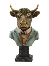 Stier Kopf Büste Ochse Bulle Galloway Rind Kuh Deko Tier Figur Skulptur Objekt