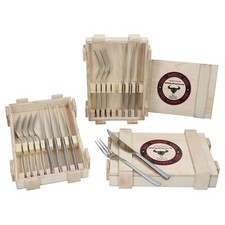 Justinus 24tlg BBQ Steakbesteck-Set für 12 Personen Messer Gabel inkl Holz-Kiste