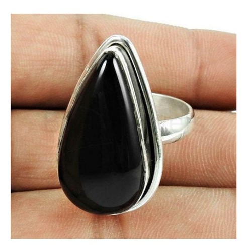 Schwarzer onyx stein ring - ring,, 925