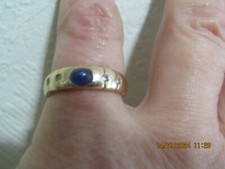 edler massiver echter Saphir Cabachon Diamantring 585 Gelbgold Ringweite 54