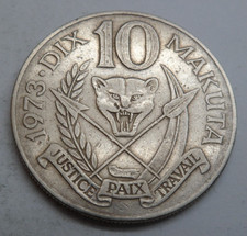 Zaire 10 Macutas, 1973 ## 1-2D