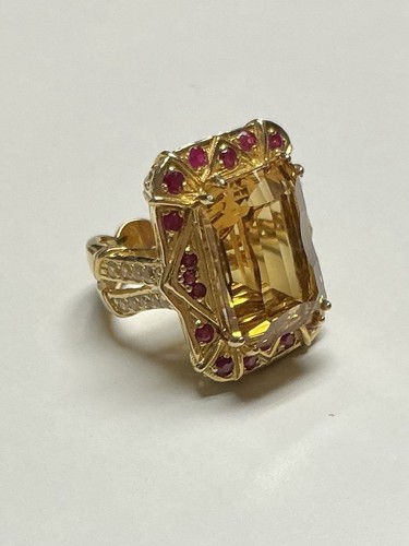 Goldener citrin cocktail ring - cocktail,