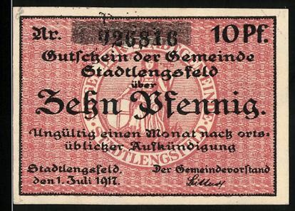 Notgeld stadtlengsfeld 1917 - notgeld,
