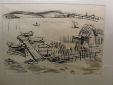 Erich Hartmann Hamburg 1886-1974 Kohlezeichnung Pönitzer See 1937  Skizze orig.