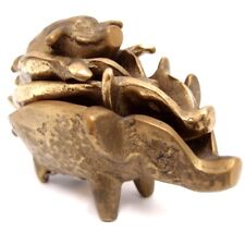 Aschenbecher Messing massiv goldfarben Stapelascher 4 Schweine Ascher Set