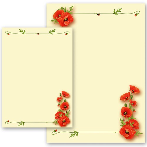 Motiv briefpapier mohnblumen - motiv-briefpapier,