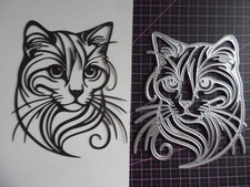 Stanzschablone, filigrane Katze, Katzenkopf, toll auch als Fenster oder Wandbild