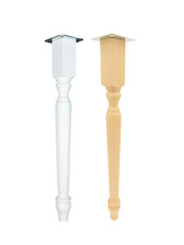 4x Tischbeine Holz gedrechselt & gefräst, roh/lackiert, H 48 cm, mit Befestigung