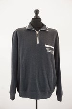 Signum Herren Pullover XL grau dunkelgrau Stehkragen Zip Feinstrick + Baumwolle