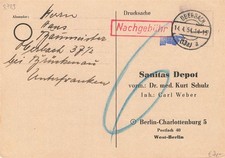 138512) Oberbach (8789), Nachgebühr-Karte 1954