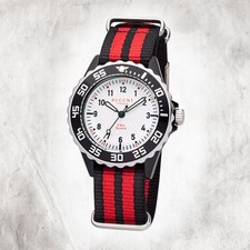 Regent Textil Kinder-Jugend Uhr F-1205 Quarzuhr Armband rot schwarz URBA384