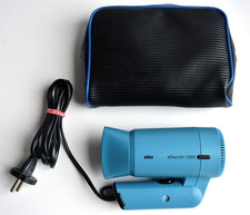 BRAUN Reise Fön Föhn Haartrockner silencio 1250, blau, Design: R Oberheim (1995)