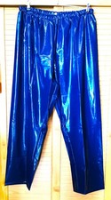 Regenhose Unisex Blau Wendehose wasserdicht PVC Lack Lackhose XXL