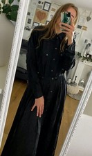 Faith Connexion Designer Military Jumpsuit Overall Rock Kleid 100% Seide schwarz