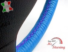 FUR SAAB 900 85-91 BLAU LEDER-LENKRADABDECKUNG, LILA 2 STIT